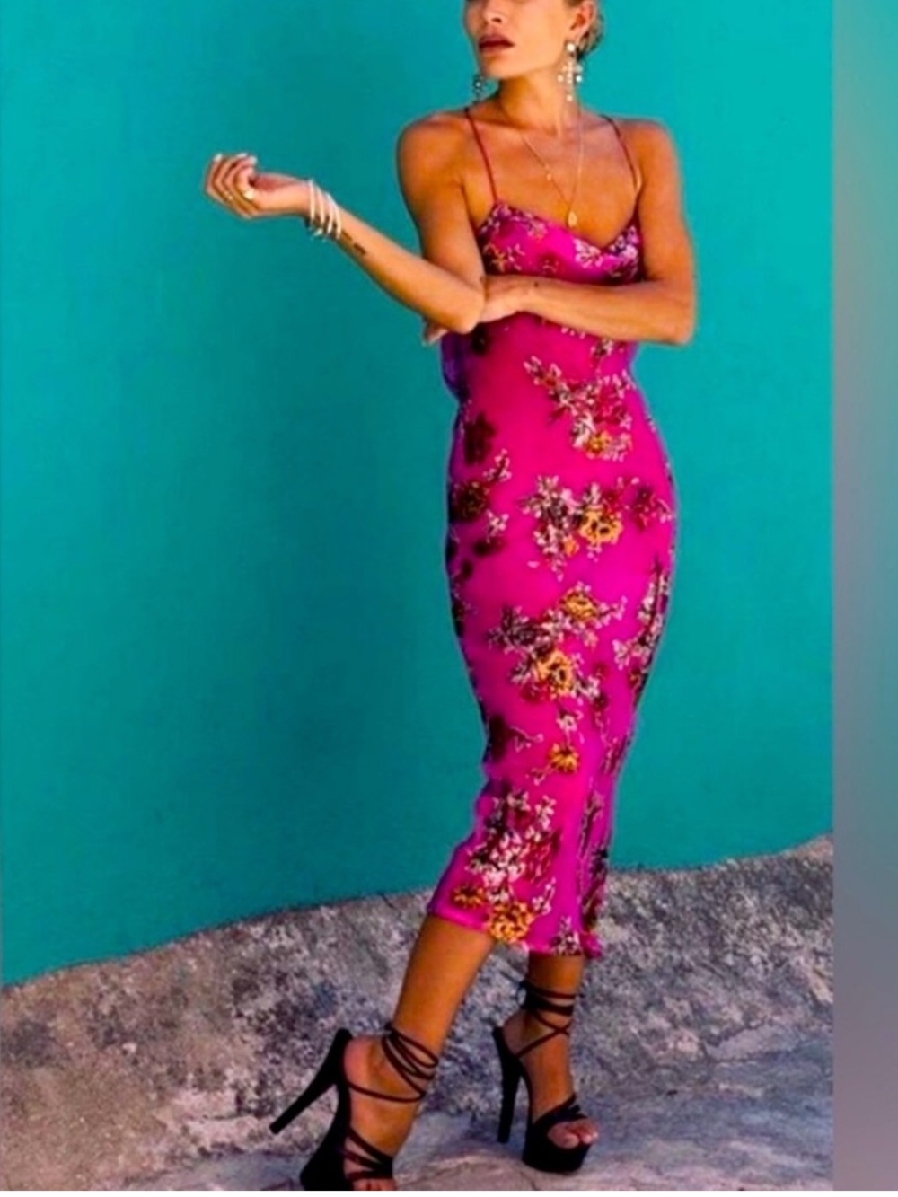 Rat & Boa Kiki Dress - 100% Silk Slip Midi Dress